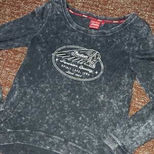 Indian Motorcycle women’s long sleeve tee Acid wash biker girl shirt small